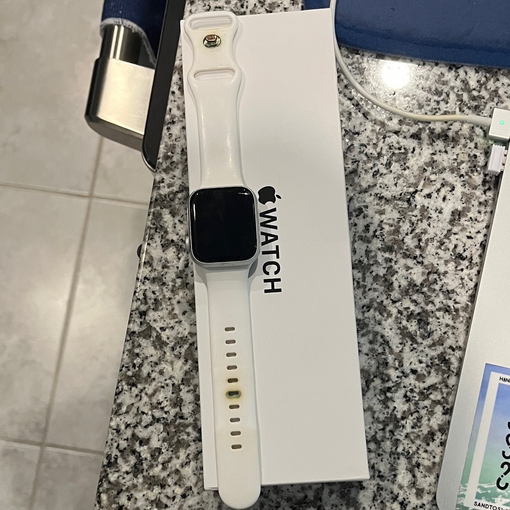 Apple Watch with Sleek White Strap